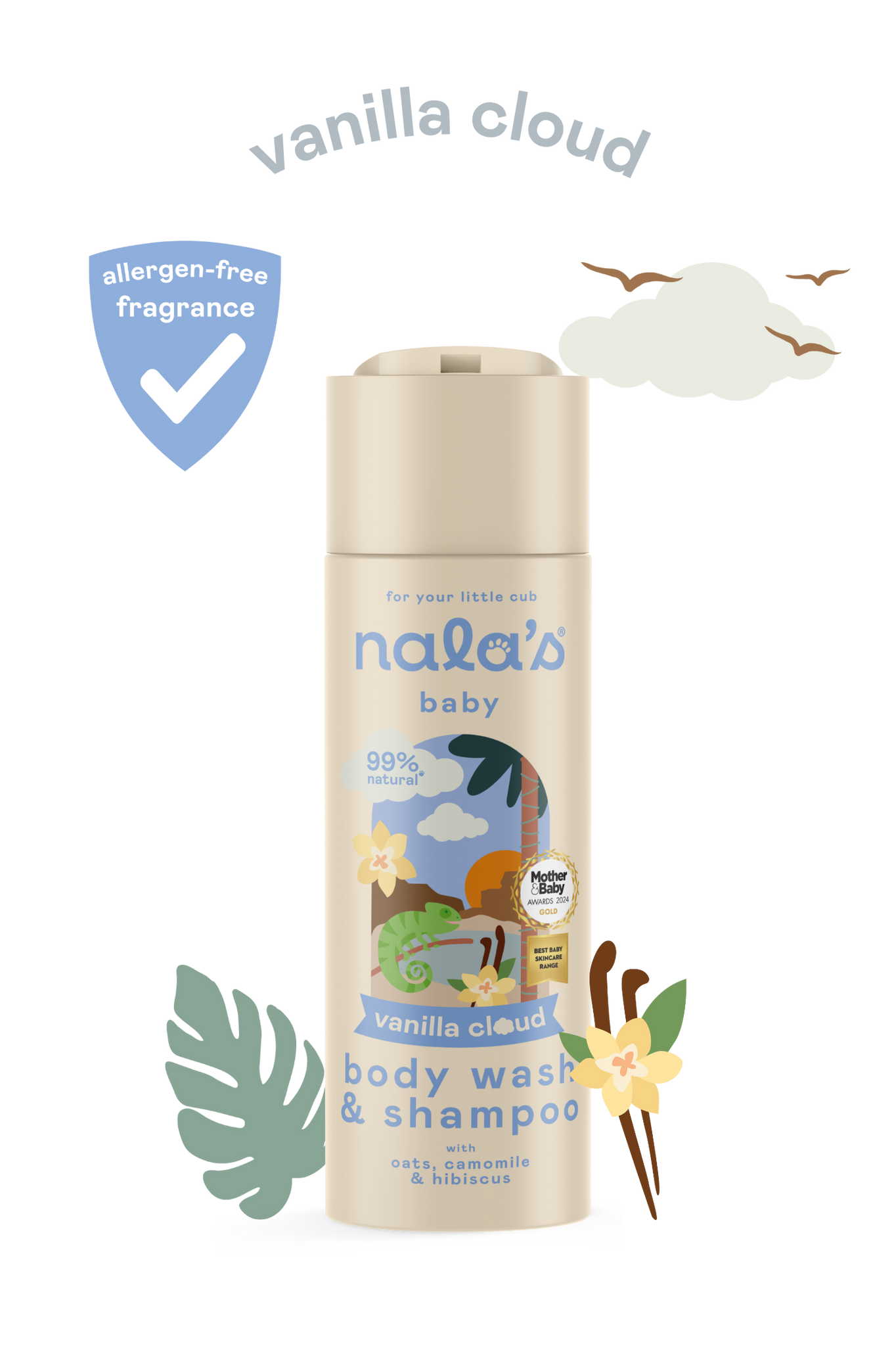 Nala's Baby Vanilla Cloud Body Wash & Shampoo 200ml