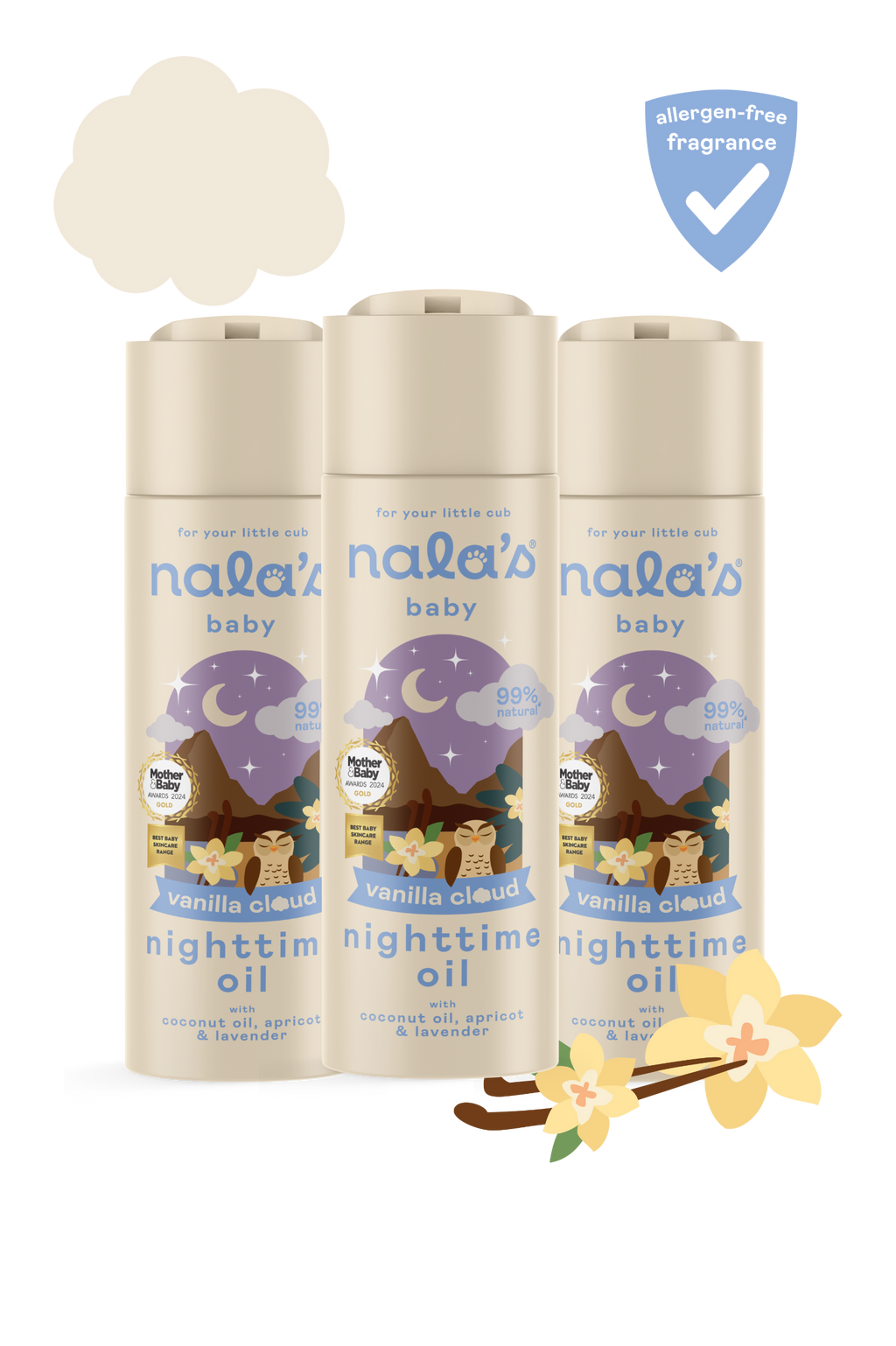 Vanilla Cloud Nighttime Oil 200ml - pack of 3