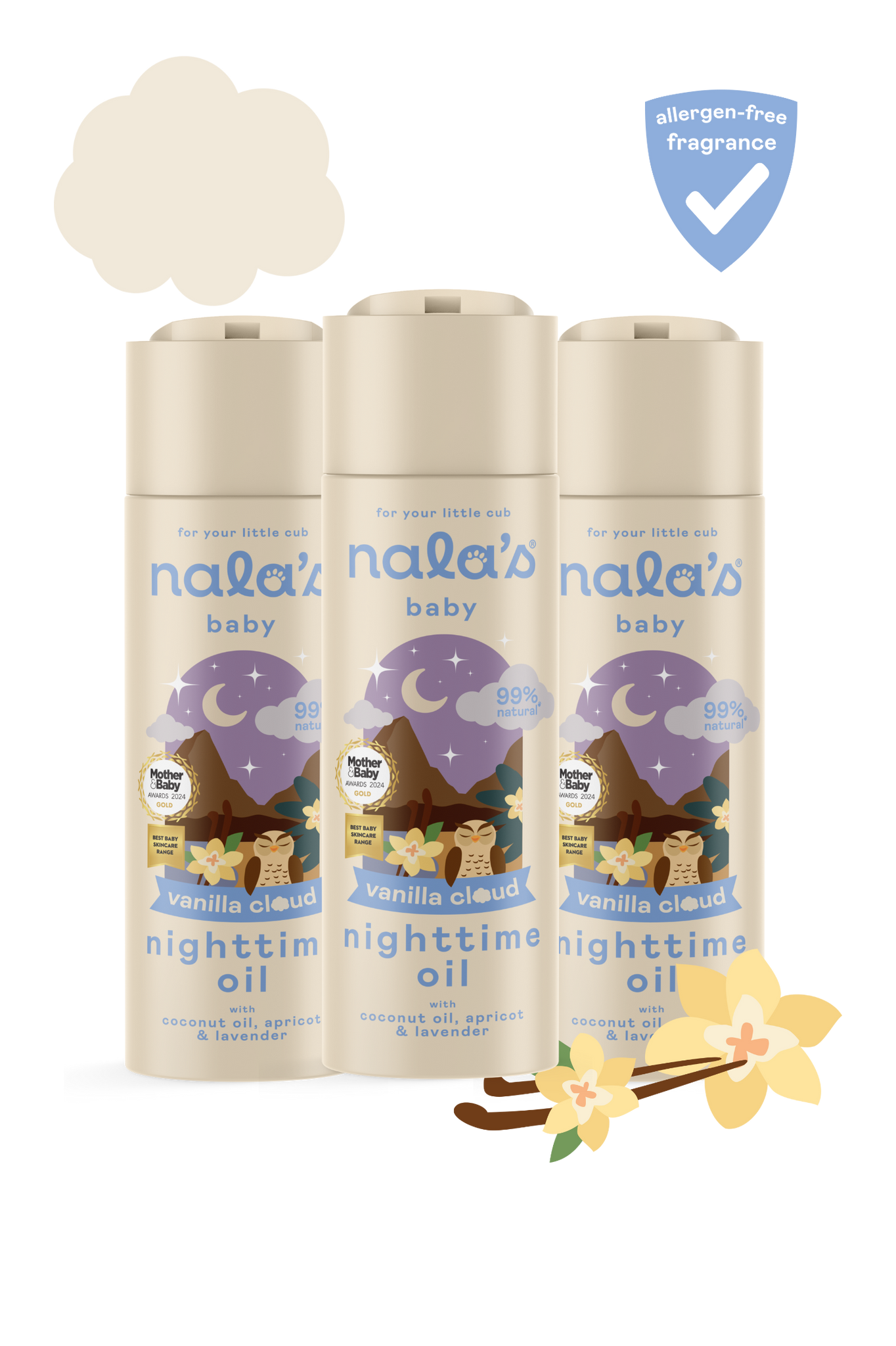 Nala's Baby Vanilla Cloud Nighttime Oil 200ml - pack of 3