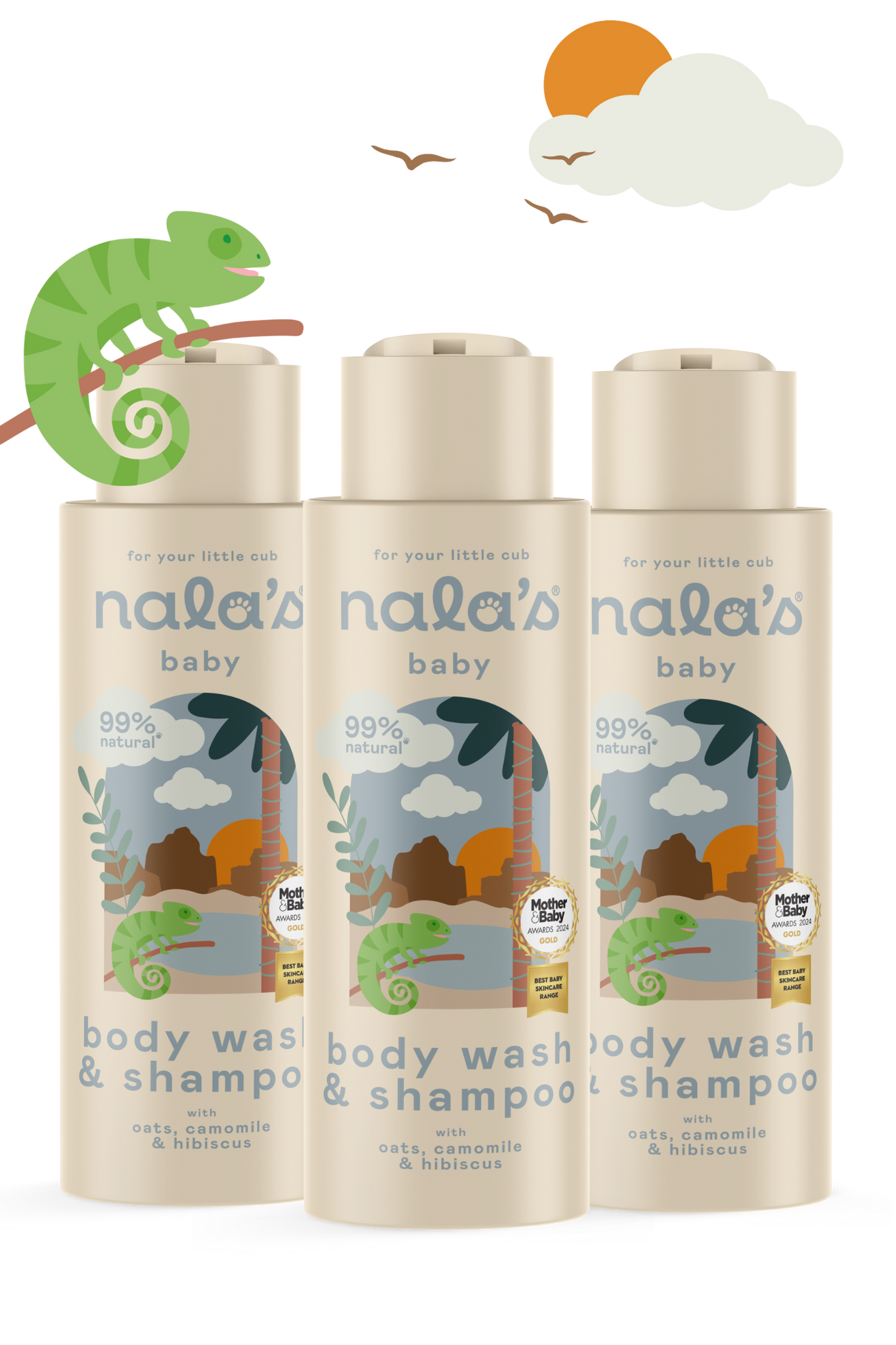 Nala's Baby Body Wash & Shampoo 400ml - pack of 3