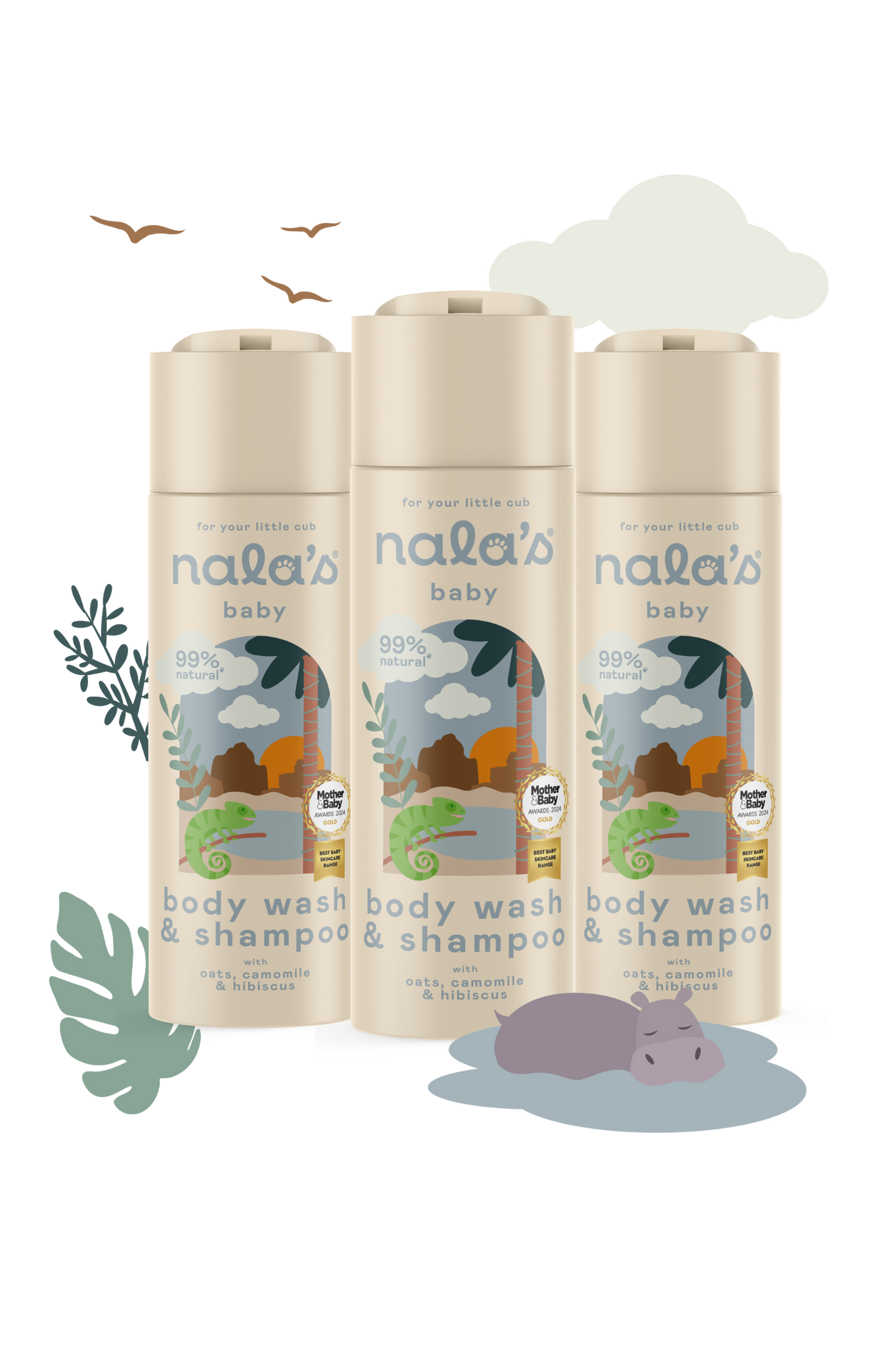 Nala's Baby Body Wash & Shampoo 200ml - pack of 3