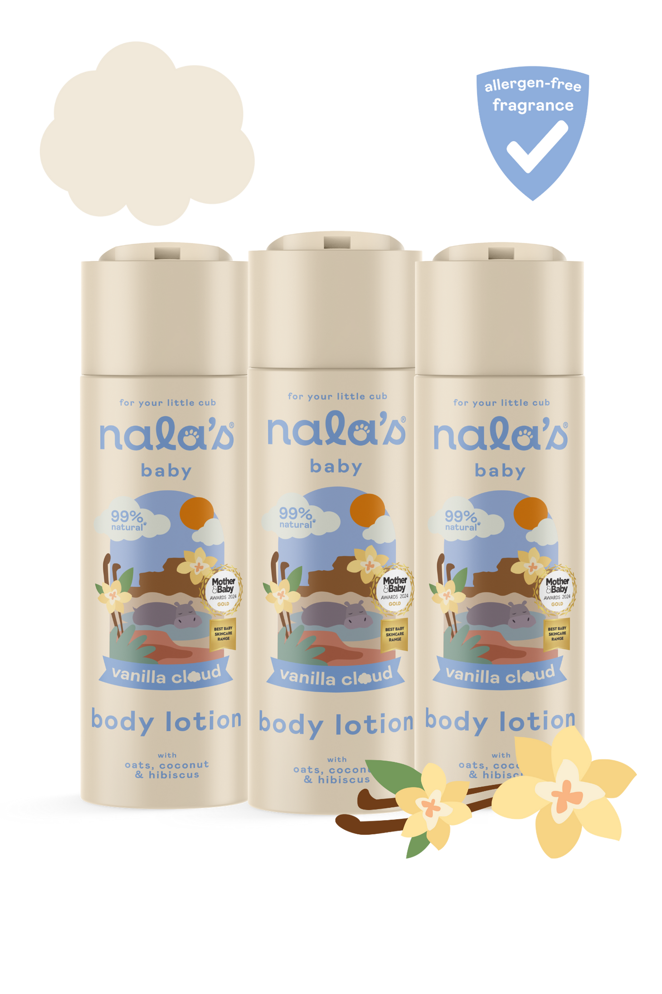 Nala's Baby Vanilla Cloud Body Lotion 200ml - pack of 3