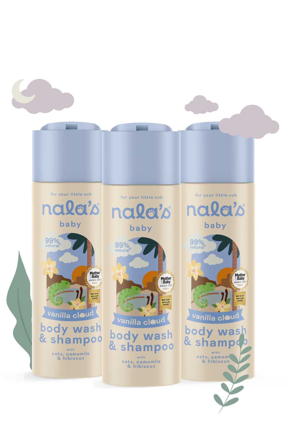 Vanilla Cloud Body Wash & Shampoo 200ml - pack of 3